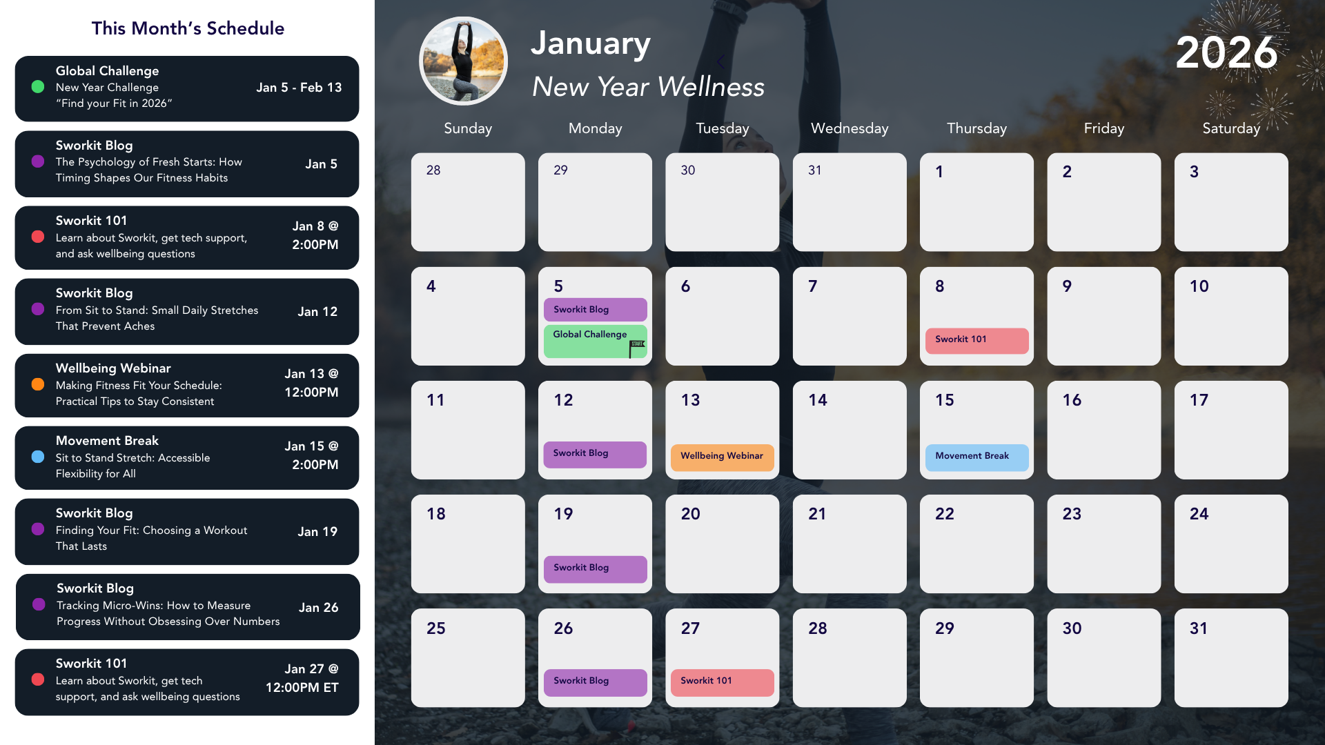 Jan Themed Calendar